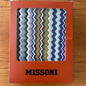 Missoni Multicolor Zigzag Scarf in Blue, Green, and Gold